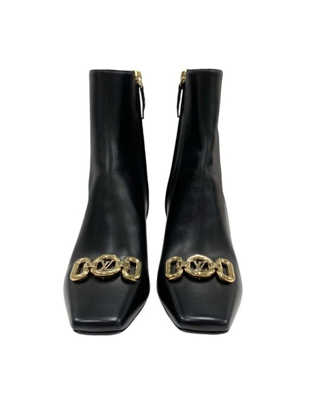 Louis Vuitton Rotary Line Boots Short Shoes Leather Black Gold Logo - Picture 2 of 10